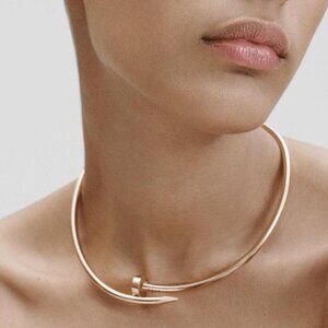 Rose Gold Plated Nail Collar Necklace Choker
